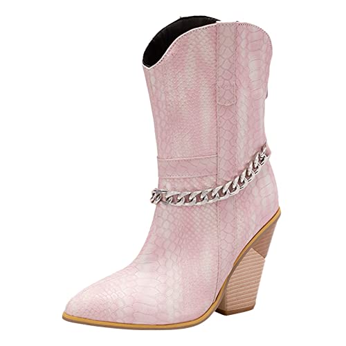Bottes de cow-boy pour femmes bottes mi-mollet confortables sans douleur