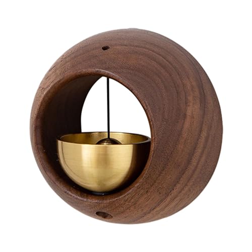 Gralara Sino de madeira para porta - Ornamento elegante para jardim e escritório, Marrom escuro, Tam