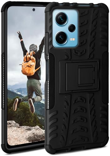 ONEFLOW Tank Case für Xiaomi Redmi Note 12 Pro 5G Hülle Outdoor, stabile Panzerhülle mit Kamera und Display Schutz, sichere Handyhülle, TPU Handy Schutzhülle mit Ständer, Schwarz
