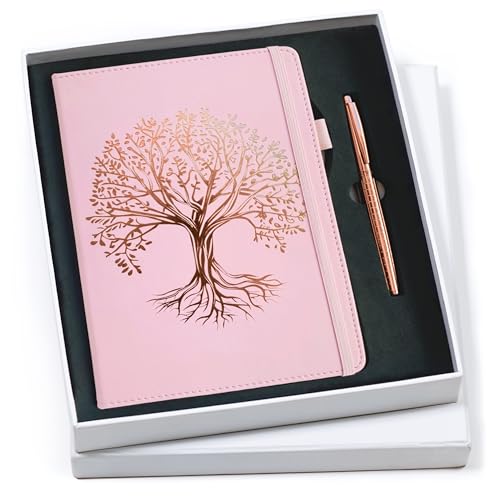 Veway Luxury Journal and Pen Set for Women - A5 Vegan Leather Notebook with Pen - 224 Lined Pages, Index & Gift-Ready Packaging (Eternal Tree of Life)