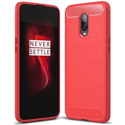 OnePlus 6T case, Sucnakp TPU Shock Absorption Technology Raised Bezels Protective Case Cover for OnePlus 6T Smartphone (Red)