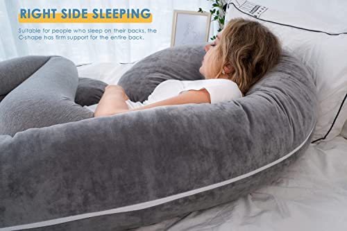 Image of C-Shaped Sleeping Pregnancy Pillow| Removable Washable Velvet Covers with Zipper| PregnoCare Fibres| Maternity, Nursing| Full Body Soft Support Bump, Head, Back, Shoulder, Hips, Legs and Belly (Grey)