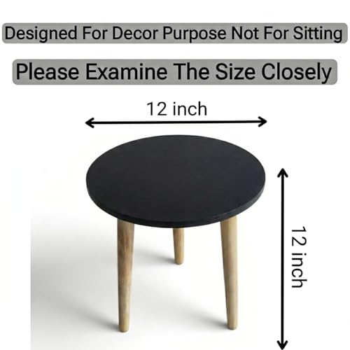 Image of Modern Round Side Table with 3 Wooden Legs, Minimalist End Table /Coffee Table for Living Room, Bedside Nightstand for Bedroom, Balcony & Small Spaces