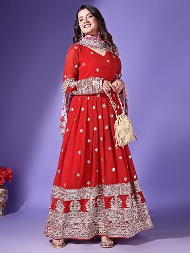 Image of Fashion Basket Georgette Embroidered Anarkali Dress for Women