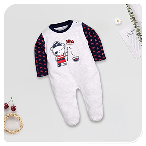 Image of BABY GO Full Sleeve Designer Pack Of 2 Romper For Baby Boys (6-9 M, Beige)
