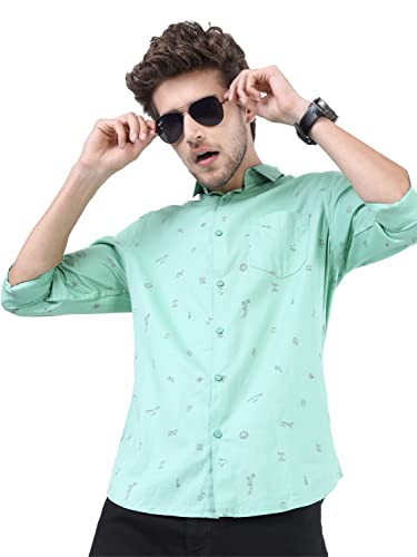 Image of Ketch Men Cotton Slim Fit Printed Full Sleeve Shirt