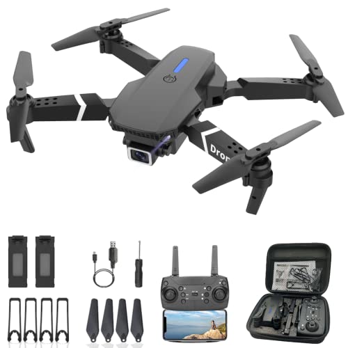 Drone With Camera for Adults Beginners Kids, Foldable RC Quadcopter, Toys Drone, 1080P FPV Video, 2 Batteries, Carrying Case, One Key Start, Headless Mode, Waypoints fly, 360° Flips