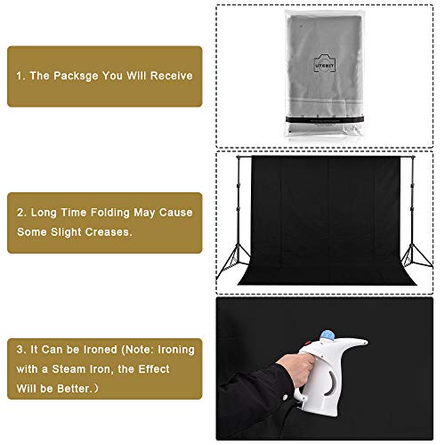 Utebit 10X10Ft Black Backdrop, Polyester Photo Backdrops Cloth For Photography, Large Chromakey Black Screen Background Paper Sheet For Photoshoot, Studio, Video And Television (Stand Not Include) #TOP6