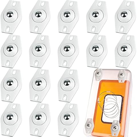 16 Pcs Mini Swivel Casters Self Adhesive Mini Caster Wheels Wheels 360 Degree Rotation Pulley for Furniture Various Storage Boxes Drawer Trash,White Cover