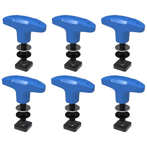 Image of GPCA Quick Release Tie Down GP Anchor PRO w /Nut, Wrangler JK 2007-2018 | T-Handle, Jeep JK Hardtop Bolts & Cargo Hooks, M8 25mm Thumbscrew, Jeep Wrangler Accessories (6PC, Blue)