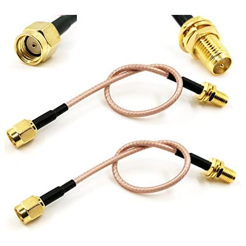 Pack of 2 RF RG316 RP-SMA Male to RP-SMA Female Nut Bulkhead Crimp Antenna Coaxial Low Loss Cable (12 inches (30 cm)) Cover