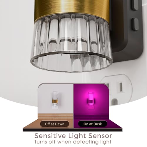 Image of Briignite Night Light, Night Lights Plug into Wall, RGB Color LED NightLight with Dusk to Dawn Sensor, 180 Rotating Night Lights, Adjustable Brightness, Wall Sconce for Bedroom Hallway, 2 Pack