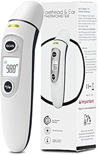 Forehead and Ear Thermometer for Adults, Kids and Baby, Digital Infrared Temporal Thermometer with Fever Alarm and Memory Function, 1s Instant Accurate Reading (Dark Blue)