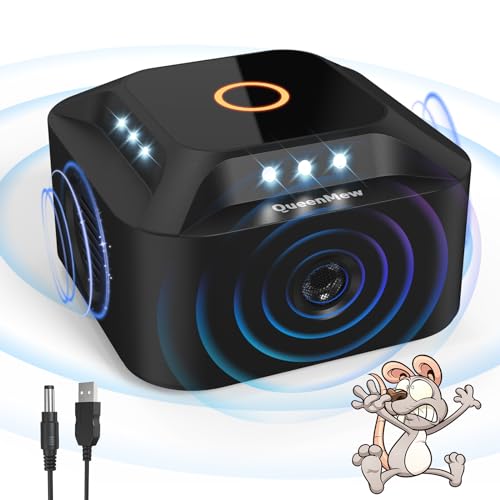 Ultraschall Mäuseabwehr 360°, 3 Arbeitsmodi Nagetiermäuse Vertreiben Einstecken mit 12 Stroboskoplichtern, 300 m² Reichweite Mäusevertreiber...