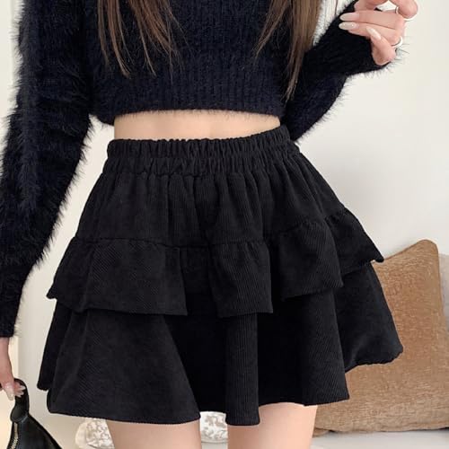 Women's Pleated Mini Skirt Layered Ruffled Short Skirts Elastic High Waisted Mini Skirt Dressy Fashion Y2K Skirts4
