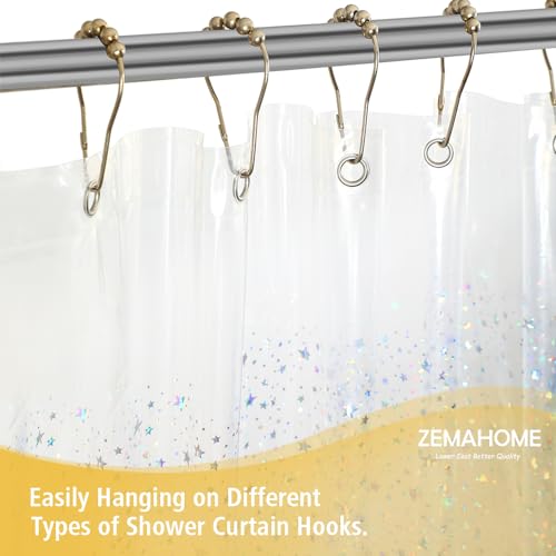 Zemahome ZHBA01 Holographic Thin 3D Eva Shower Curtain Liner Glitter Star thumb #3