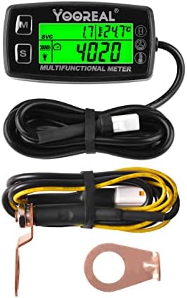 Yooreal Hour Meter Tachometer Engine Temperature Gauge,Temp Alert,User Shutdown,Removable Temp Probe for Scooter Snowmobile Mini Bike Motorcycle Lawn Mower Generator Dump Truck