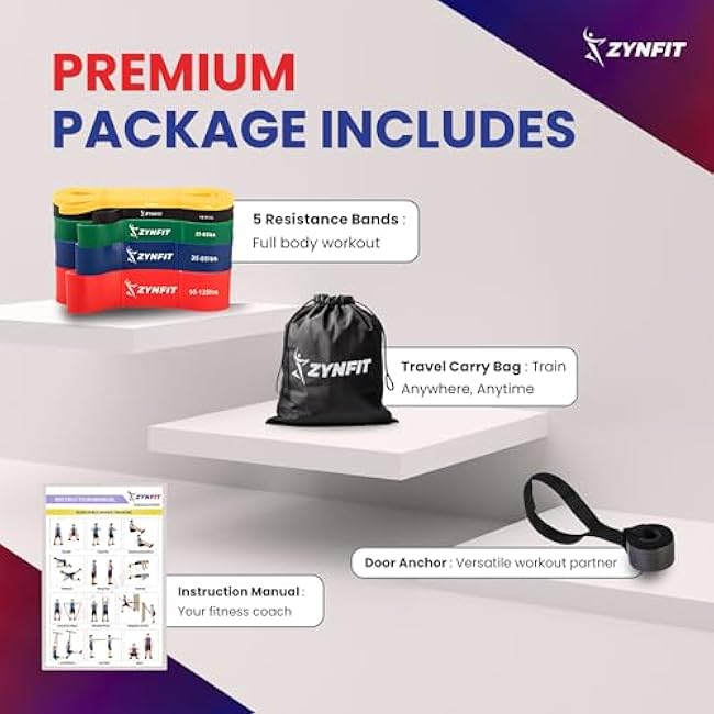 Set of 5 Resistance Bands with Door Anchor, Exercise Bands, Resistance Band for Working Out, Resistance Bands, Pull Up Bands, Exercise Bands Resistance