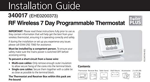 Center RF Wireless 7-Day 5/2 Day Programmable Room Thermostat White -  Boiler Plus Compliant - Minimalistic and Modern design - Battery powered :  Amazon.co.uk: DIY u0026 Tools