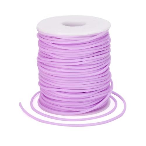 FASHEWELRY 54.6 Yards Hollow Pipe Rubber Cords 2mm Rubber Hollow Tube Cords Tubing Knitting Barber Cord with 1mm Hole for Knitting Projects (Medium Purple)
