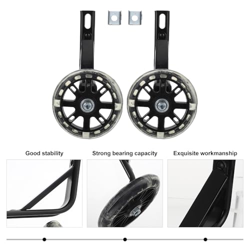 Ruedas de Entrenamiento para Bicicleta con Diseño Luminoso, Estabilizadoras Auxiliares, Par Negro de 16 Pulgadas para Soporte en el Aprendizaje del Pedaleo miniatura 6