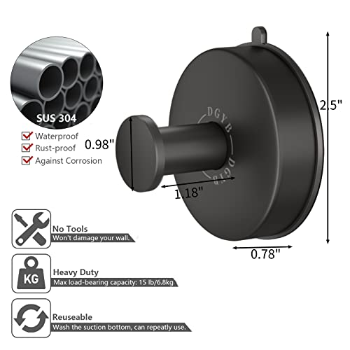 Dgyb Suction Cup Hooks For Shower 2 Pcs Matte Black Towel Hooks For Bathrooms Sus 304 Stainless Steel Shower Hooks For Inside Shower 15 Lb Modern Suction Hooks For Shower Wall #TOP5