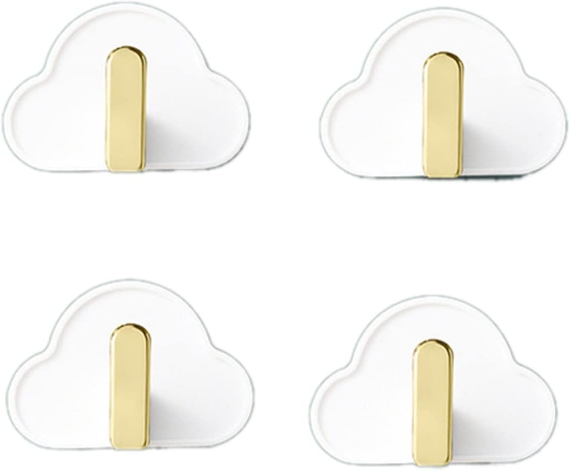 Wall-Mounted Coat Rack 4pcs Luxury Style Adhesive Wall Cloud Hooks Punch-Free Hook Hanger Kitchen Bathroom Accessory Organizers Traceless Clothes Key Storage Coat Rack Hooks