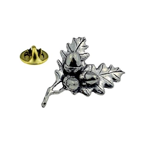 GIFTSEARCH Acorn Oak Leaves Pewter Lapel Pin Badge (XTSPBC24) Cover