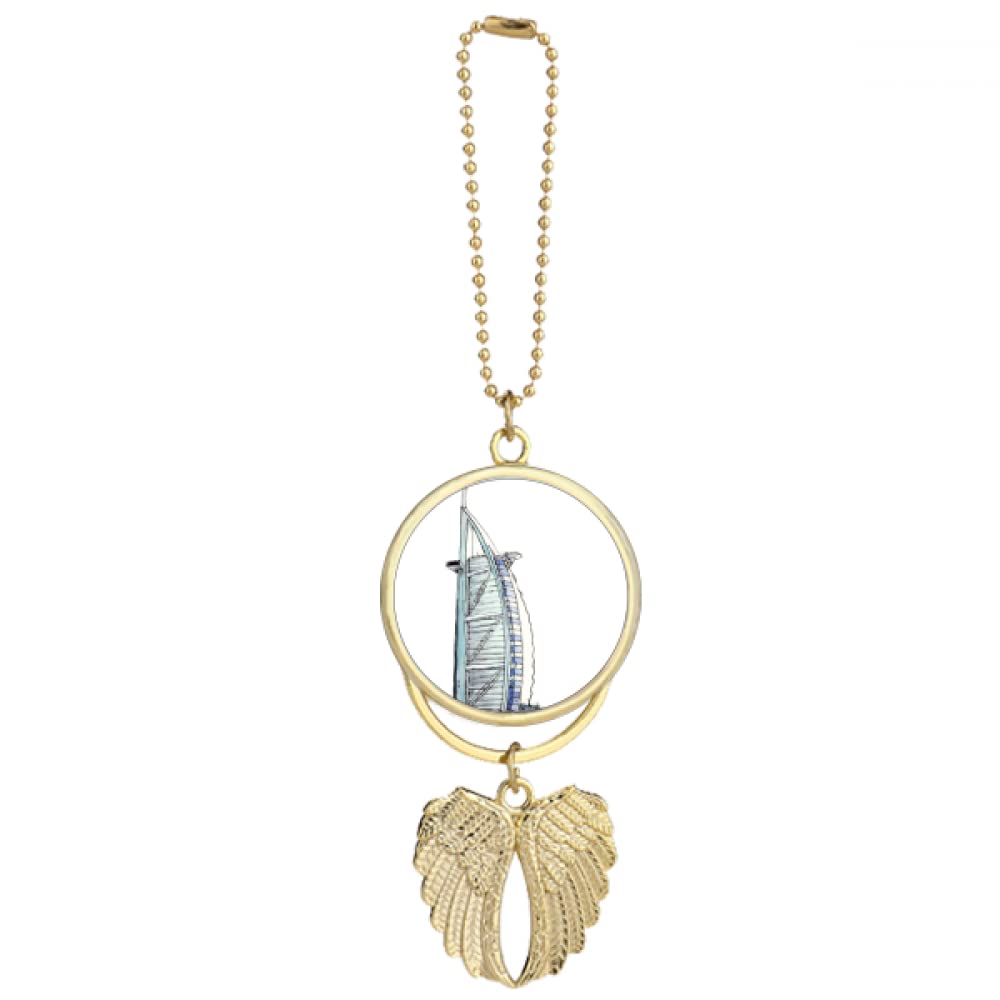 Burj al-Arab luxury hotel Dubai Car Keychain Angel Wing Pendant
