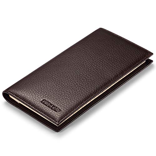 Image of HISCOW Minimalist Checkbook Cover - Full Grain Leather (Pebbled Coffee)