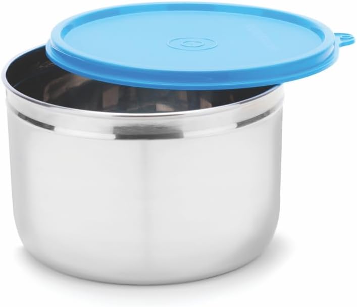 SignoraWareStore well Stainless Steel Storage Container | Airtight & Leakproof | Easy fit to bags | Keeps food Fresh & Odour free | Best for office Executives | Storing Leftovers (1.1 Ltr | Blue)