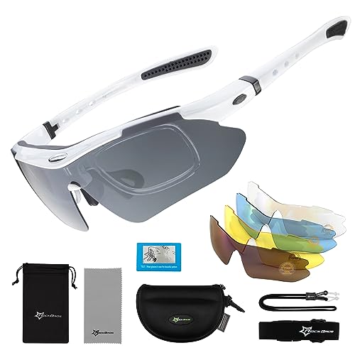 ROCKBROS Lunettes de Sport Polarisées Hommes Cyclisme Lunettes VTT Hommes Femmes Protection UV400 Lunettes de Soleil pour Vélo Pêche Course Conduite avec 5...