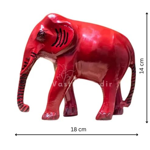 Image of Pure Brass White /Red Elephant | Vastu Elephant for Home and Office Decor | 100% Brass Showpiece Item (Red)