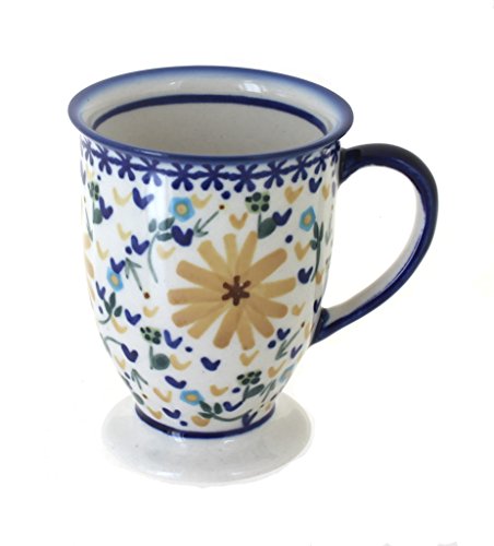 Mug pedestal Blue Rose cerámica azul 8 oz miniatura 1