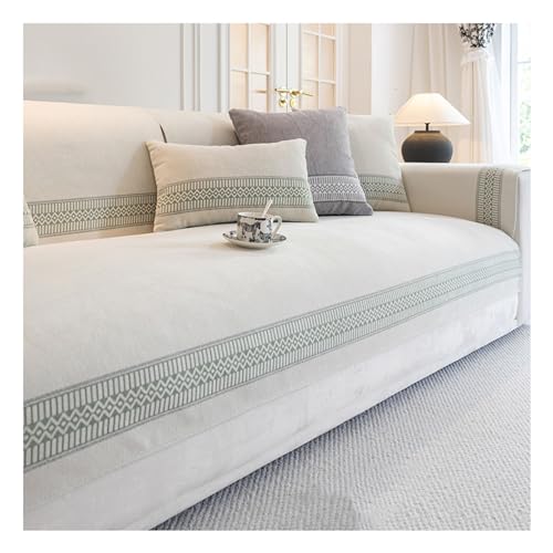 AOPPLSOT Sofa Cover 3 1 2 4 Seater, Non-Slip Sofa Cover,Couch Covers for L Shape, Sofa Pad Corner Sofa, Sofa Covers for Seat, Sofa Cover L Shape, Cat Dog Sofa Protector,B White,90 * 180cm