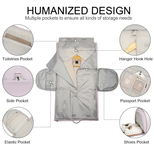 Convertible Garment Travel Bag,Overnight Bag Women Duffle Bag with Shoe Pouch 2 in 1 Hanging Cloting Suit Luggage3