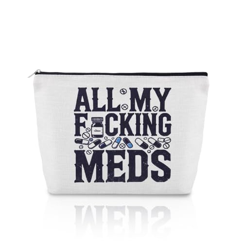 Xiyantiji Funny Travel Medicine Bag for Women Nurse Practitioner Gift Drug Storage Cosmetic Bags Medical Medicine Gifts for Self Care Family Friends Meds Toiletry Pouch with Zipper