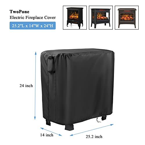 Twopone Electric Fireplace Cover, Rectangular Portable Fireplace Dust Cover, Electric Wood Stove Waterproof Cover, Electric Fireplace Accessories Indoor & Outdoor - 25.2''L X 14''W X 24''H #TOP1