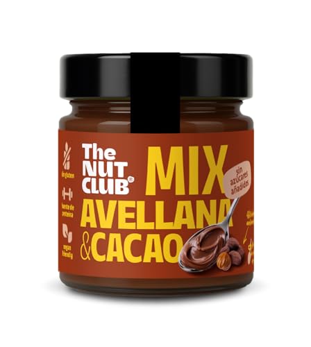 The Nut Club Crema de Avellana y Cacaco, Vegana, sin Azúcares Añadidos, sin Gluten, Textura cremosa ideal para Untar, Desayunos y Postres, 200 gramos