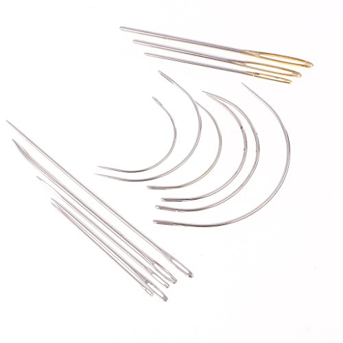 Kit de agulhas de costura Homyl com 14 peças sortidas de aço para estofamento de lona de couro para