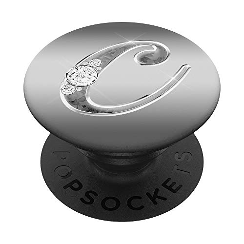 Capital Letter Cursive C Initial Monogram Silver On Silver