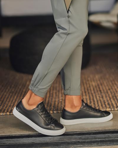 Image of Men's Everyday Sneakers - Casual Lace-Up Shoes with Rubber Sole, Lightweight Leather Footwear, Walking Comfort, Travel Ready