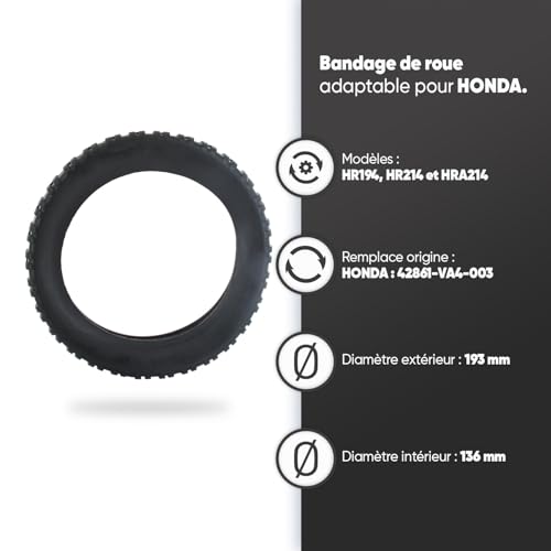GREENSTAR - Regulowany bandaż na koła – taśma łożyskowa do kół traktora, kosiarki Honda – opony bez dętki – Ø zewnętrzna 193 mm/Ø wewnętrzna 136 mm