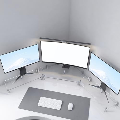 Support de moniteur transparent extra long en acrylique rigide pour 3 écrans PC - 2