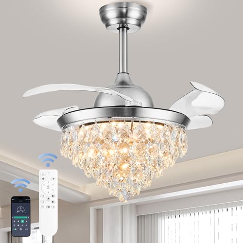 Cainjiazh 36" Chandelier Ceiling Fan with Lights Dimmable Fan Chandelier
