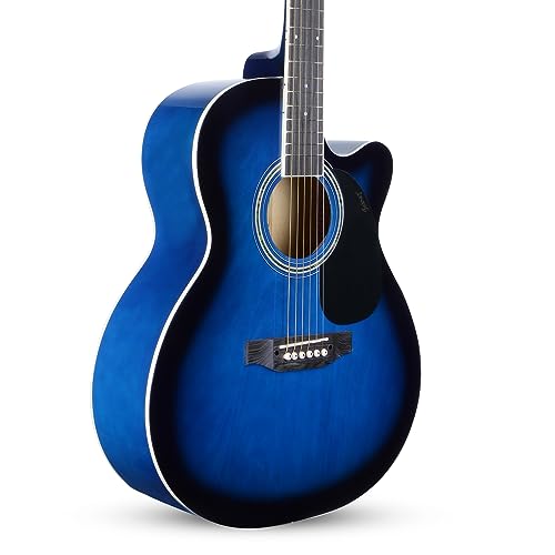 Image of Juarez JRZ40C /BLU 40-Inch Cutaway Acoustic Guitar with Dual Action Truss Rod, Gigbag, Picks, String Set, Strap - Blue