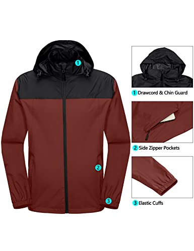 Little Donkey Andy Mens Packable Waterproof Ultralight Rain Jacket Lightweight Hooded Raincoat Hiking Travel3