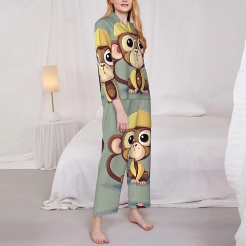 Pyjama imprimé singe mignon EdWal pour cocooning et nuits douces de week-end - 4