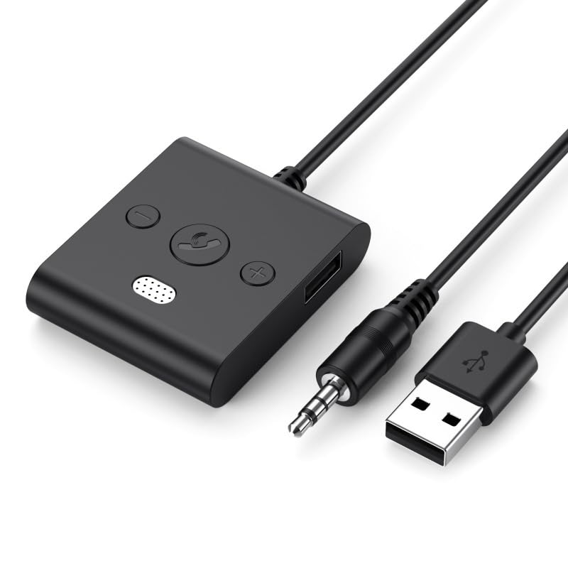 Bluetooth 5.4 Car Kit AUX Audio Receiver 3,5 mm USB U-Disk Stereo Wireless Audio Adapter z mikrofonem, rozmowy głośnomówiące, nawigacja, muzyka