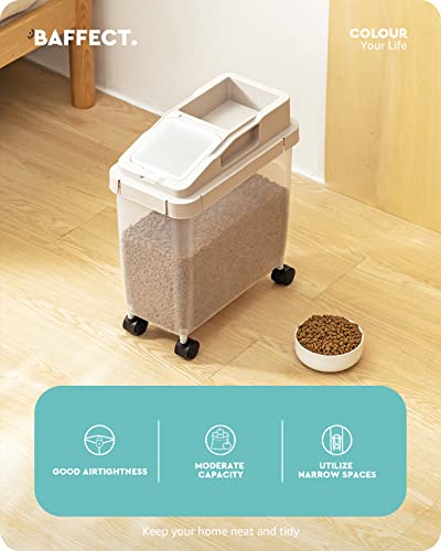 Baffect Luftdichter Aufbewahrungsbehälter für Tierfutter mit Messschaufel, Klappdeckel, 10 l Hundefutterbehälter für Trockenfutter, transparenter Kunststoff für Tierfutter für Vögel, Haustier, Hund